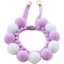 Plus Nao Pet Choker for Dogs and Cats, Small Dogs, Medium Dogs, Puppies, Collars, Accessories, Pompoms, Pastel Colors, Size M, Light Purple