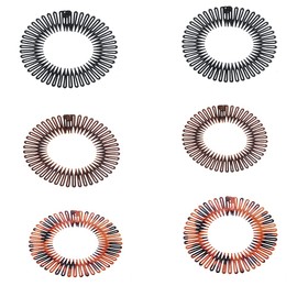 Stretch Hair Comb Headbands for Women Girls Flexible Plastic Circle Zig Zag Hair Bands for Women's Hair No Slip Spiral Headband Stretch Hair Combs Headband 6 Pcs 3 Color