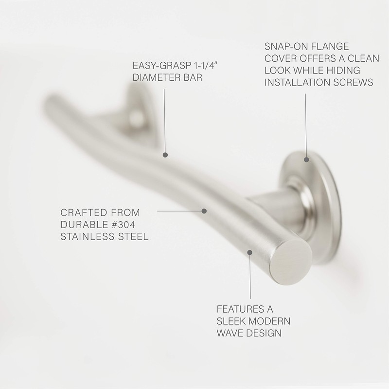Seachrome 48 inch Bathroom Wave Grab Bar Satin Finish