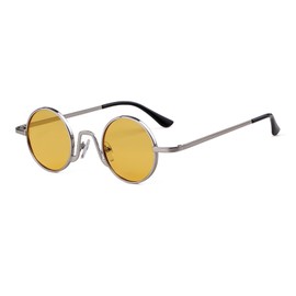 ADEWU Round Sunglasses Retro Circle Men Women Vintage Street Style Steampunk Metal Rim
