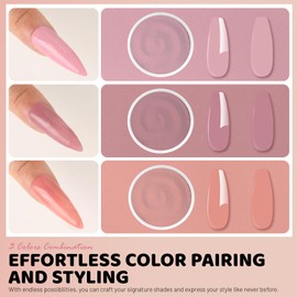 Aokitec 11 PCS Dip Powder Nail Kit - 3 Colours Nail Dipping Powder Kit with 2-in-1 Dip Base & Top Activator Nail Dust Brush Nail Powder Dip Kit Starter Set for French Nail Art, Light Pink Tawny Orange