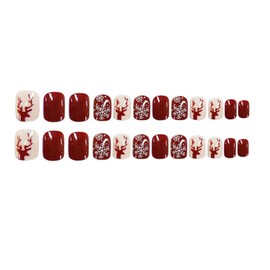 FRCOLOR 72pcs Christmas False Nails Festive Manicure Tips for Home Use for Parties Family Gatherings Fun Easy Nail Art for Christmas Year Holiday Events