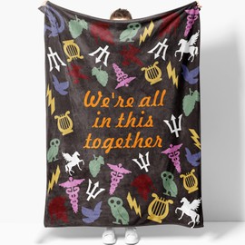 50'' x 40'' Camp Throw Half Blood Blanket, Percy Merch jacksons Greek Mythology Merch for Boys Girls Adult, White Plush Cozy Flannel Quilts Blanket for Bedroom Sofa Couch Living Room Decor (Black)