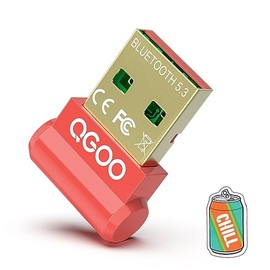 USB Bluetooth Adapter for PC - QGOO Bluetooth Dongle 5.3 EDR, Wireless Bluetooth Receiver for Desktop Computer Laptop Bluetooth Windows 8.1/10/11（red-038）