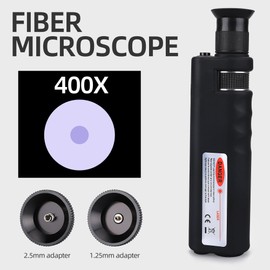 Fiber Optic Inspection Microscope 400x LED Illumination Handheld Anti Slip Rubber Connection SC/LC/FC Fiber Cable Microscope Detector