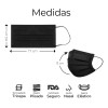 Cubrebocas Tricapa Termosellado Plisado Negro 300 Piezas