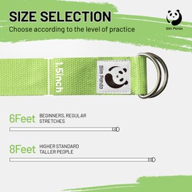 Slim Panda Yoga Strap for Stretching,(6+ Colors,6 Feet/8 Feet) Cotton Yoga Strap with Adjustable D-Ring Buckle,Non-Elastic Yoga Belt for Pilates,Gym Workouts,Physical Therapy,Improve Flexibility
