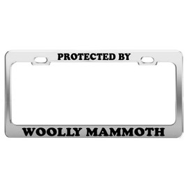 Protected by Woolly Mammoth License Plate Frame Tag Holder Car Truck Accessories