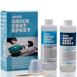 Alumilite Amazing Quick Coat Epoxy [8 oz A + 8 oz B (16 Ounce) 2 Part Kit] High Gloss Coating, Crystal Clear Casting & Fast Dry Formula Mix for Tumblers, DIY Woodworking, Sealing, Resin Arts & Crafts