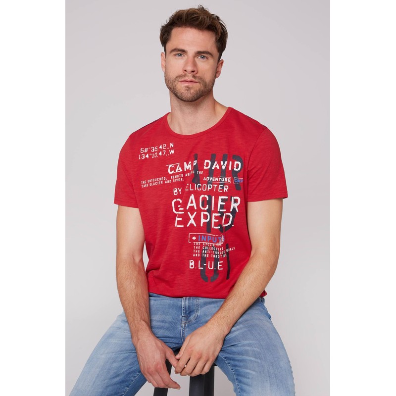 Camp David Men's T-shirt with print in used look, Flight