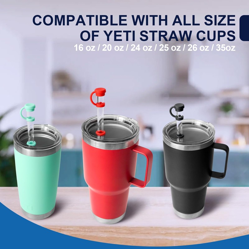 Straw Cover for YETI Cup, 4 Sets Silicone Spill Stopper