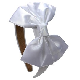 Funny Girl Designs Girls Satin BOW Arch Headband (WHITE)