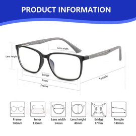 BLUEMOKY Blue Light Reading Glasses for Men，Sport Square Frame Readers, Anti Glare Computer Glasses(Black,2.25)