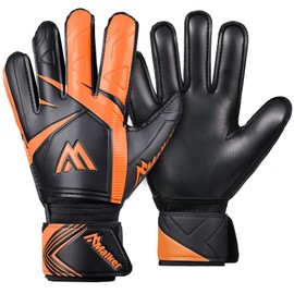 Malker Goalkeeper Gloves Football Gloves with Super Grip Palms Non-slip Abrasion-resistant Latex Palm Double Layer Wristband Protection Soccer Goalie Glove for Kids Youth Adult Orange Size 10