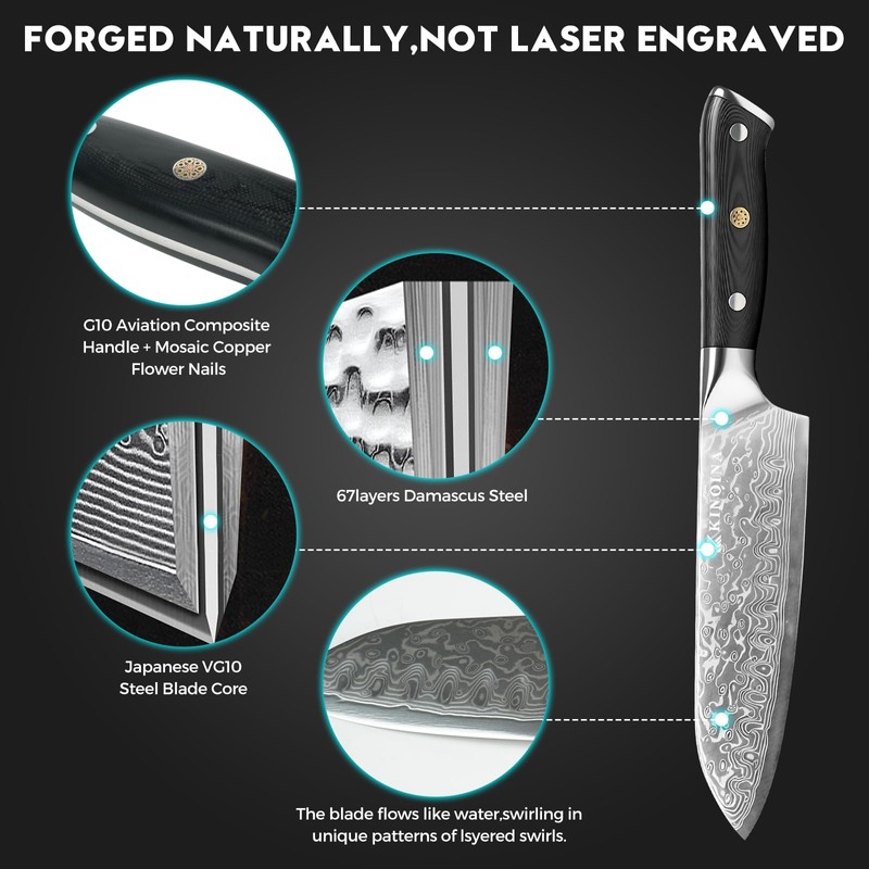 KINOINA 5-Piece Damascus Knife Set - Ultra-Sharp Professional 67-Layer VG10