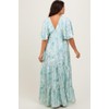 PinkBlush Sage Floral Short Sleeve Deep V-Neck Tiered Maternity Maxi