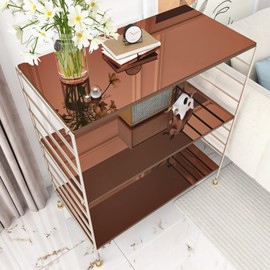 EPPKILY Champagne Gold Mirror Stickers Peel and Stick Mirrors for Wall Self Adhesive Mirror Contact Paper Flexible Mirror Wallpaper for Countertops Cabinets Home DIY Decorative Paper 15.7"×118"