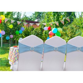 Gankar Baby Blue Chair Sashes 50 Pack, Baby Blue Sashes for Covers, Chair Bands for Wedding, Light Blue Chair Sashes for Gender Reveal Baby Shower Decoration