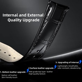 Genuine Leather Watch Bands, Italian Alligator Grain Embossed Watch Straps,Quick Release Replacement Deployment Buckle Leather Watch Straps 12mm 14mm 15mm 16mm 17mm 18mm 19mm 20mm 21mm 22mm 23mm 24mm