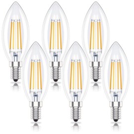 Huoqilin Huoqilin E14 LED Dimmbar Lampe,Kerzenform,4W ersetzt 40W Glhbirne,Warmweiss 2700K,6er-Pack
