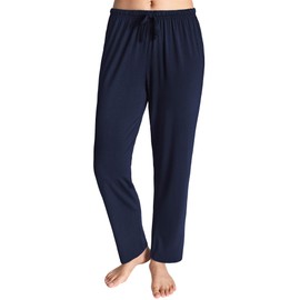 Latuza Pantalones de pijama de punto para mujer, Azul marino/flor y brillo, M