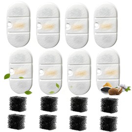 8 Pack Replacement Cat Water Fountain Filters with 8 Sponges Compatible with PETLIBRO Capsule Pet Fountain: PLWF002, 71oz/2.1L for Ultra Quiet Pet Water Fountain