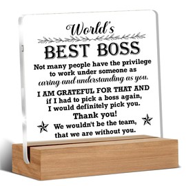 Boss Thank You Appreciation Gifts for Women, Men, Leader, Manager, Worlds Best Boss Keepsakes Plaque, Bosses Day Birthday Retirement Gift Ideas, Funny Home Office Decor