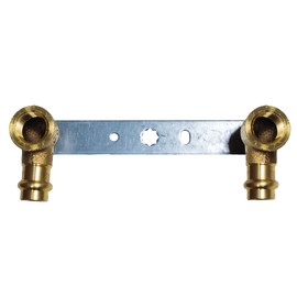 Cornat T65771512B Press Mounting Unit for Corner Valves and Wall Fittings, 2 Female Threads, 2 Sockets, A 15 mm, B 1/2 Inch IG, C 150 mm, Pack of 1, Gunmetal