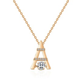 DIOWUS Letter A Necklace For Women Men (Champagne gold)