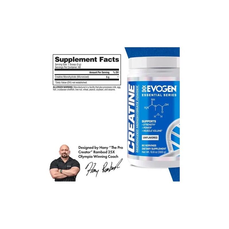 Evogen Creatina 300 Grs 60 Serv Sabor Sin Sabor