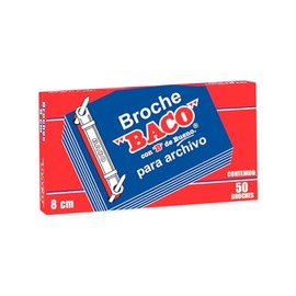Baco | Broche Metálico Baco para Archivar Documentos - Caja con 50 Broches Ecónomicos B-082 de 8cm para Oficinas, Escuelas y Archivos (8CM)