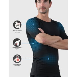 CYPER SUN 7 Pack Men's Compression Shirts Short Sleeve Cool-Dry Workout Rash Guard Athletic Base Layer Undershirts for Gym 4 Black 3 White L