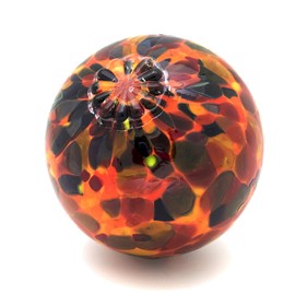 Totally Blown Glassworks Pond Float. Handmade Blown Glass, Garden Gazing Ball, Table Centerpiece, Assorted sizes available. Home and Patio Decor. Artist Dehanna Jones. Seattle, WA. (Orange Rainbow MM)