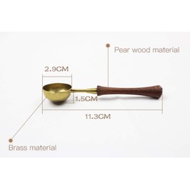 MNYR Vintage Elegant Wooden Handle Copper Wax Sealing Stamp Melting Spoon Gold Finish for Wax Seal Stamp Melting Spoon Lead Ladle Wedding Invitations Mass Making Wax Seal Gift Envelope Seal Spoon