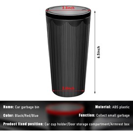 Car Cup Holder Trash Can with Lid, Waterproof Leakproof Auto Door Car Bin Dustbin, Portable Round Trash Storage Organiser, Auto Accessories for Home Desktop, Automobile, Vehicle