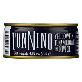 Tonnino Yellowfin Tuna Fillets in Olive Oil, Wild Caught, Non-GMO, Canned, 4.94 Oz (12 pack)