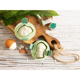 LEKKABOX Egg Shaper, Set of 2 (Dinosaur) - Egg Shaper for Hard Boiled Eggs. Children's Bento Box Accessories, Easter Cookie Cutter