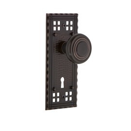 Nostalgic Warehouse Craftsman Plate with Keyhole Privacy Deco Door Knob in Timeless Bronze