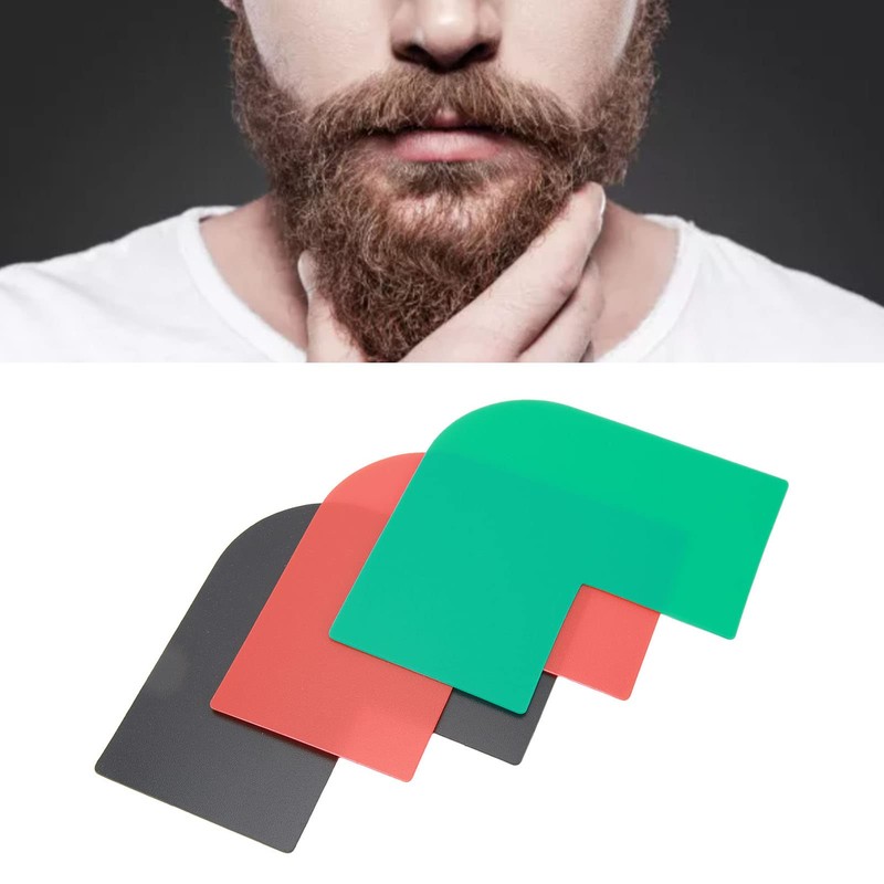 3pcs Beard Shaping Template for Men, Mustache Guide Tool for