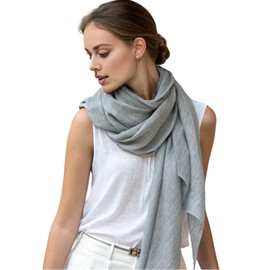 LA FERANI Summer Scarf Women's Cashmere Thin Neckerchief Stole 200 x 70 cm Light Transparent White Black Envelope Scarf Pashmina for Summer Spring Casual Business Style Wedding Gift for Her, gray