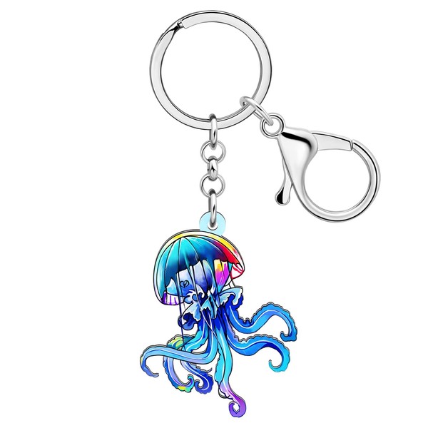 TIZURO Acrylic Blue Jellyfish Keychains Deep Sea Ocean Animals Backpack