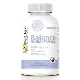 PetJoy Dog Probiotic Chews for Digestive Health - Puppy Diarrhea Probiotics for Dog Gas Relief and Gut Health - Digestive Enzymes for Dogs Diarrhea (60 Probiotics for Dogs Fiber Supplements)