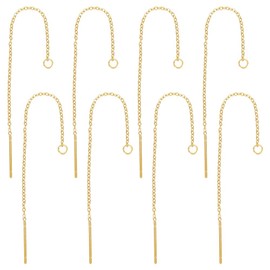 HOBBIESAY 4 Pairs Threader Earrings Stainless Steel Chain Tassel Earrings for Women Golden Dangle Earrings Long Chain for DIY Jewelry Making