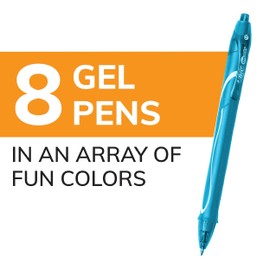 BIC Gel-ocity Quick Dry Fashion Retractable Gel Pens, Medium Point (0.7mm), 8-Count Colored Pens With Full-Length Grip, Colors May Vary (RGLCGAP81-AST)