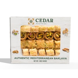Cedar Pastries 19-Piece Baklava Assortment – Pistachio, Cashew & Walnut | Handmade Mediterranean Pastries | Kosher & Halal Certified | Small Gift Box