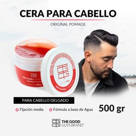 Cera para Cabello Hombre 500 gr | Original Pomade Fijación Media | Aspecto Brillante y Saludable | Pomada para Cabello Hombre Sin Químicos Agresivos | THE GOOD GUYS BRAND