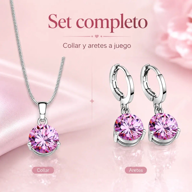 regalos mujer joyeria - Collar De Plata 925 Moissanita Rosa