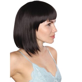 Prettyland C411 Women's Short Matte Natural Like Real Hair Chin Length Bob Fringe Straight Daily Wig Black