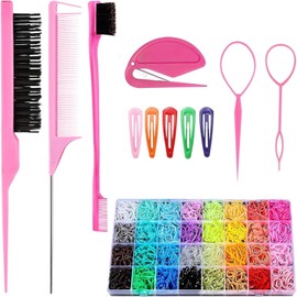11 Set Accesorios para el Cabello para Niños Pequeños de 32 Colores, 1800 Mini Bandas,Gomas de Pelo Colores en Caja,de Portátil,Adecuado la Escuela Diaria, Fiestas, Celebraciones Navideñas
