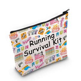 POFULL Running Cosmetic Bag Running Lover Gift Running survival kit Cross Country Running Gift Marathon Lover Zipper Pouch (Running Survival)